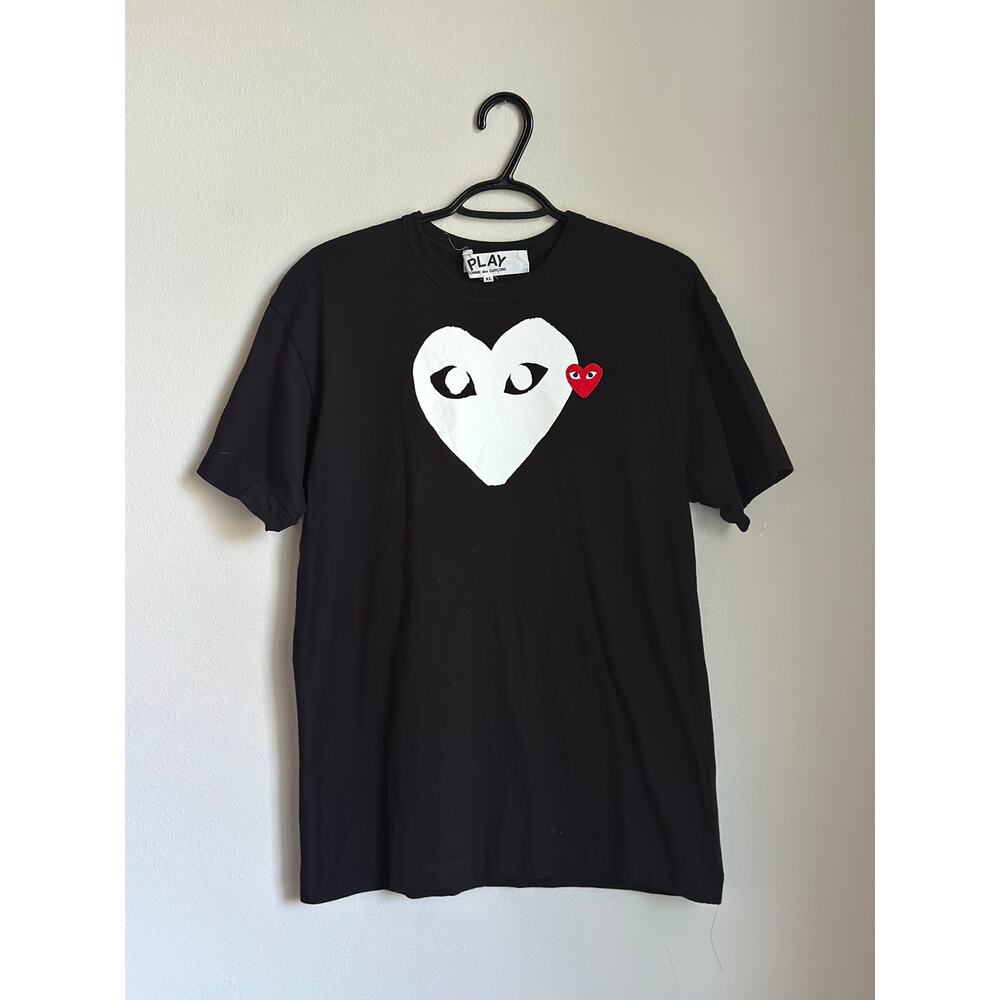 COMME des GARSONS PLAY Black X-Ray Heart Logo Short Sleeve T-Shirt Size XL